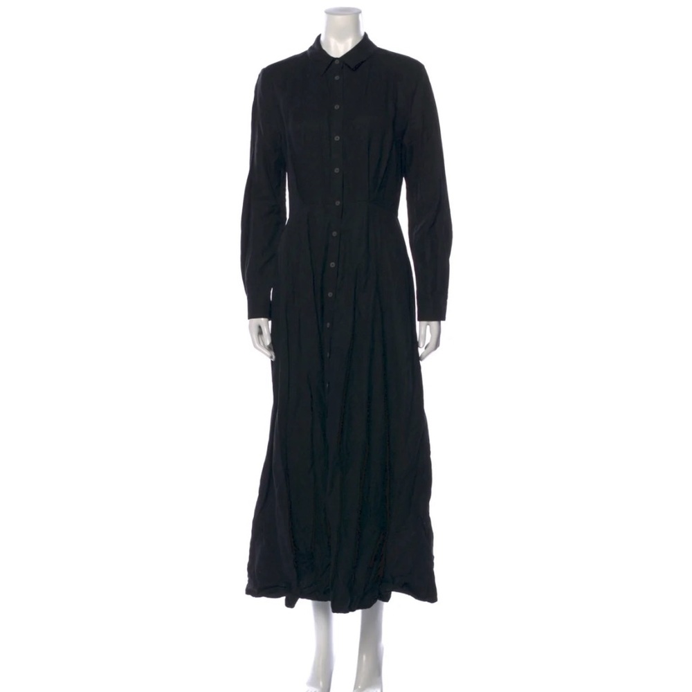 Black Mara Hoffman linen tencel dress button down 6